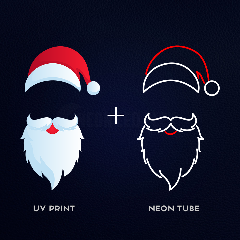 Christmas Santa Claus Face UV Print Neon Sign