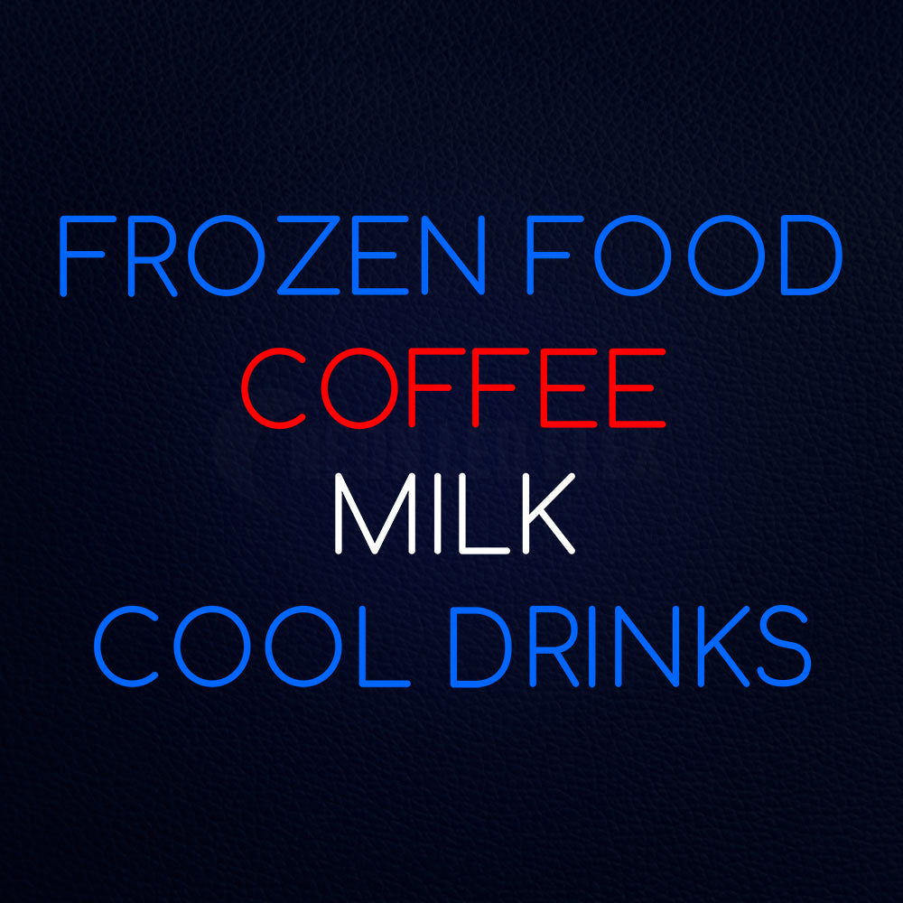 Frozen Food Coffee Milk Cool Drinks LED Neon Sign