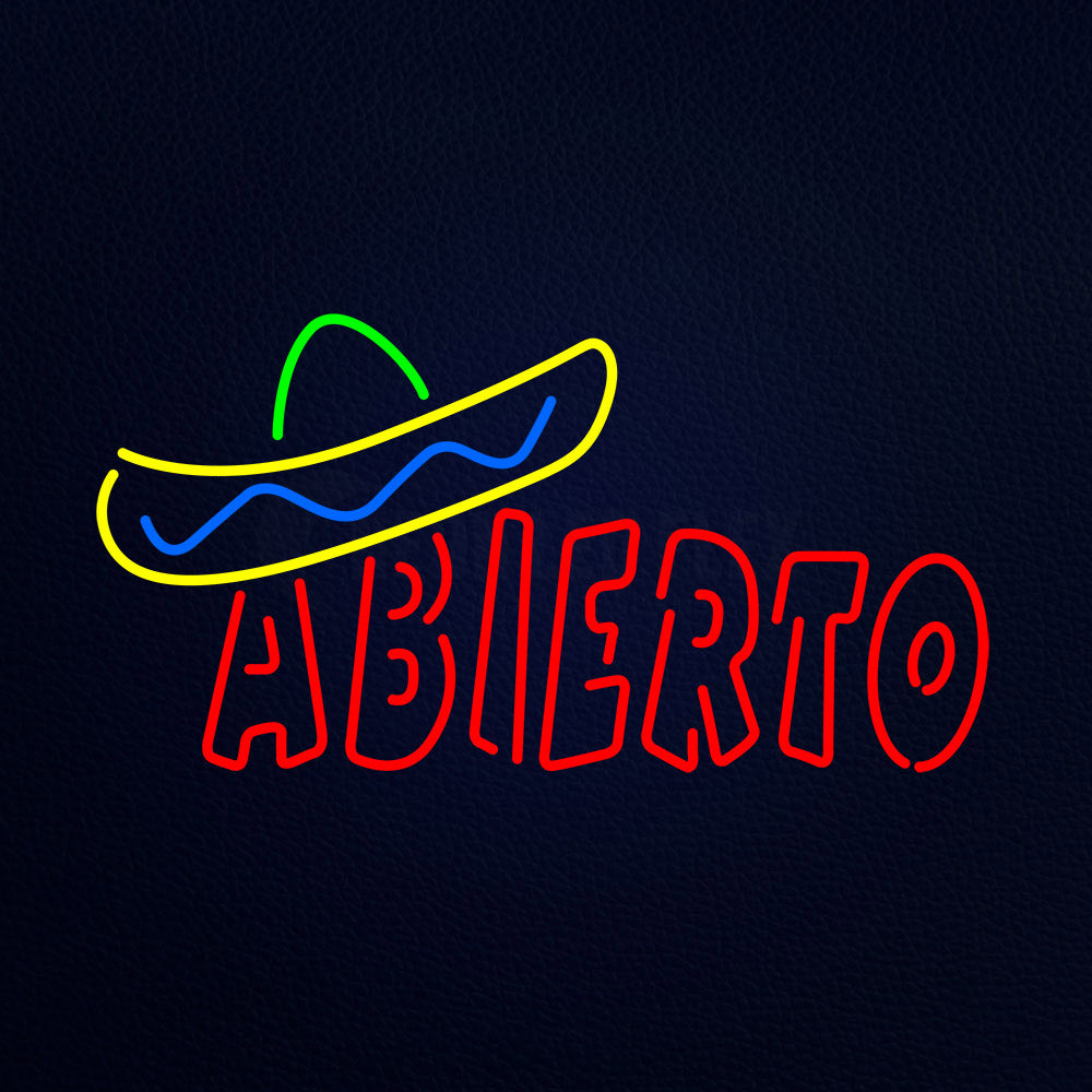 Abierto With Graphic Neon Flex Sign