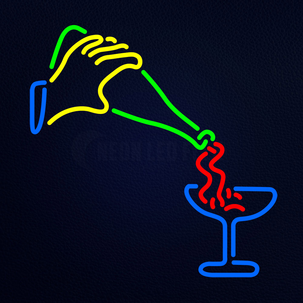 Beer Bottle With Glass Neon Flex Sign