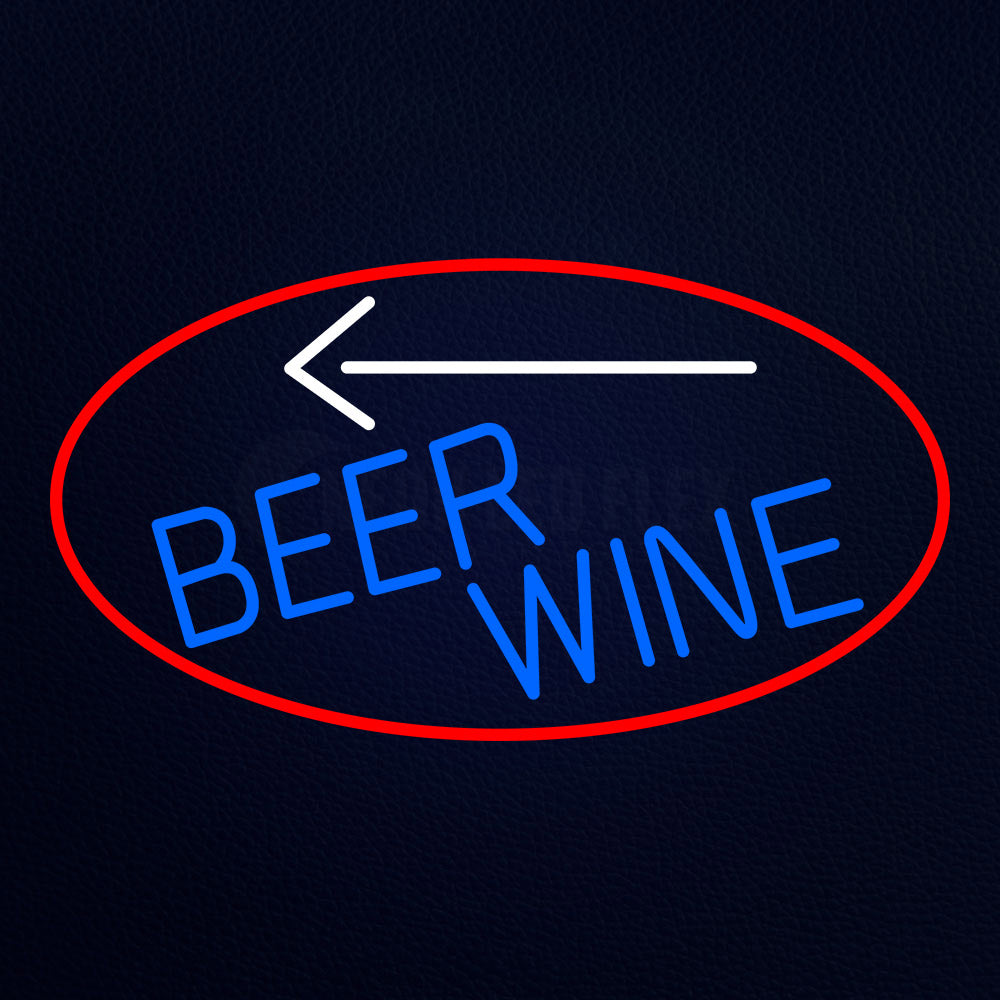 Blue Beer Wine Arrow With Red Border Neon Flex Sign