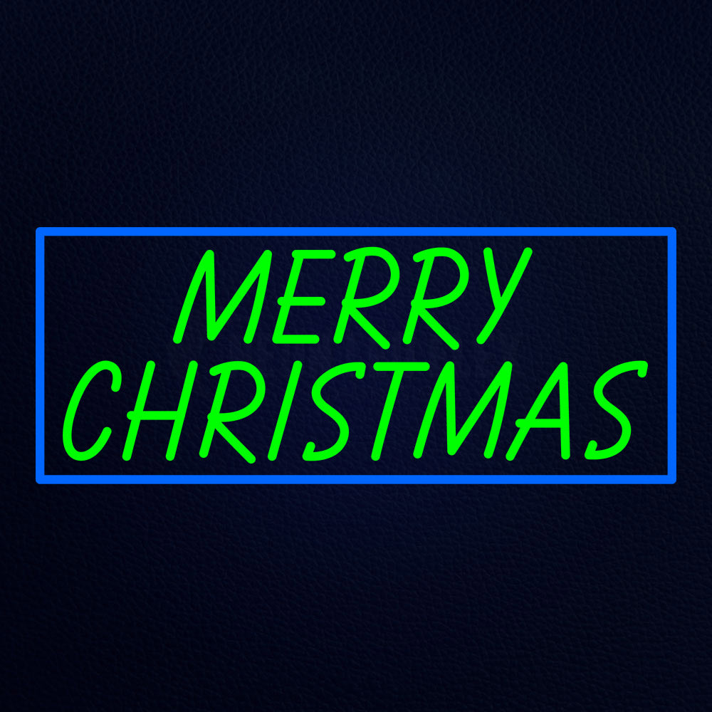 Blue Border Green Merry Christmas Neon Flex Sign
