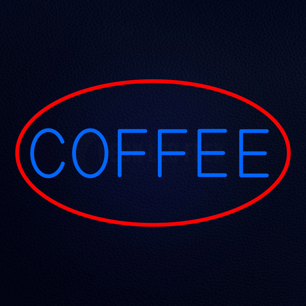 Blue Coffee With Red Neon Flex Sign