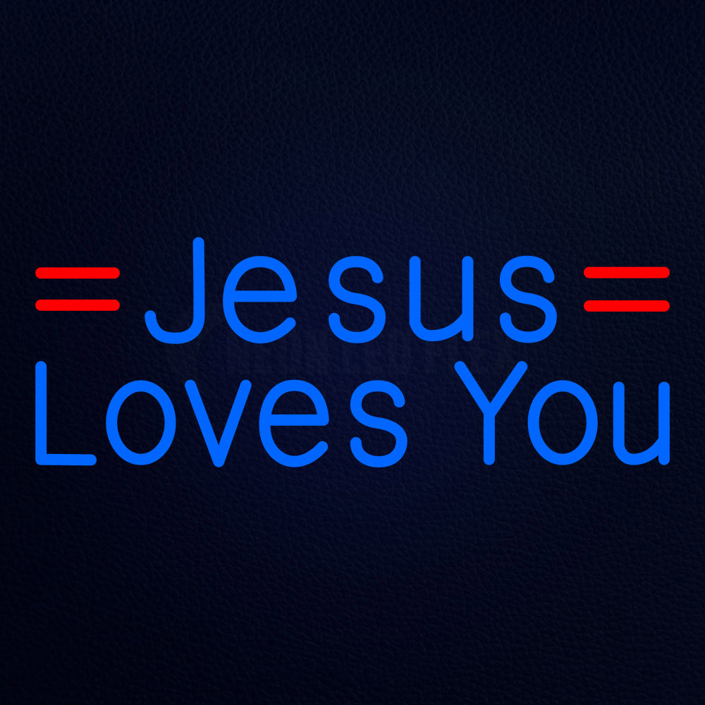 Blue Jesus Loves You Neon Flex Sign