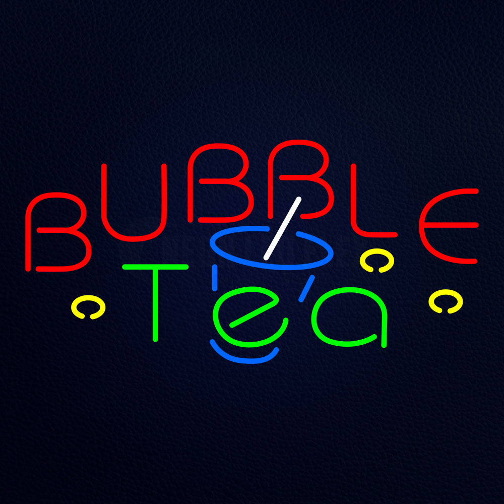 Bubble Tea Logo Animated Neon Flex Sign