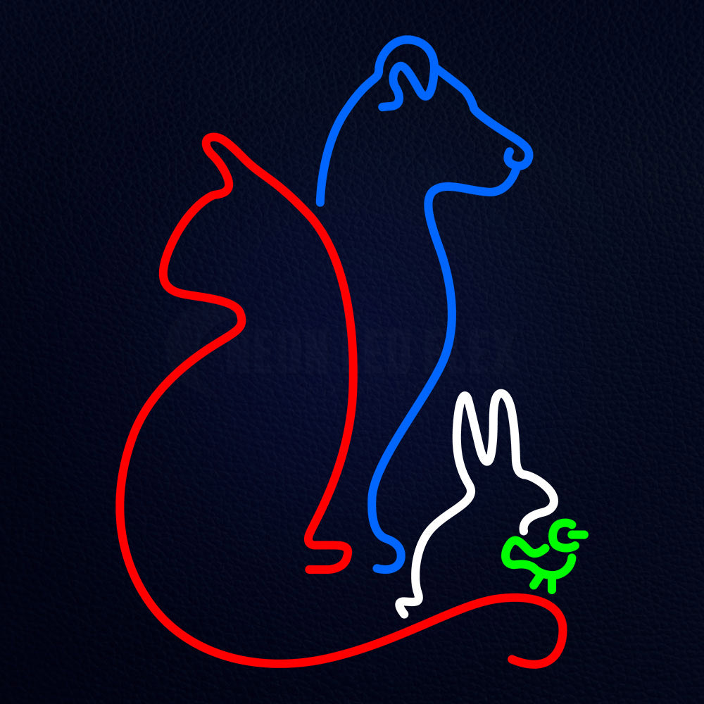 Cat Dog Rabbit And Bird Neon Flex Sign