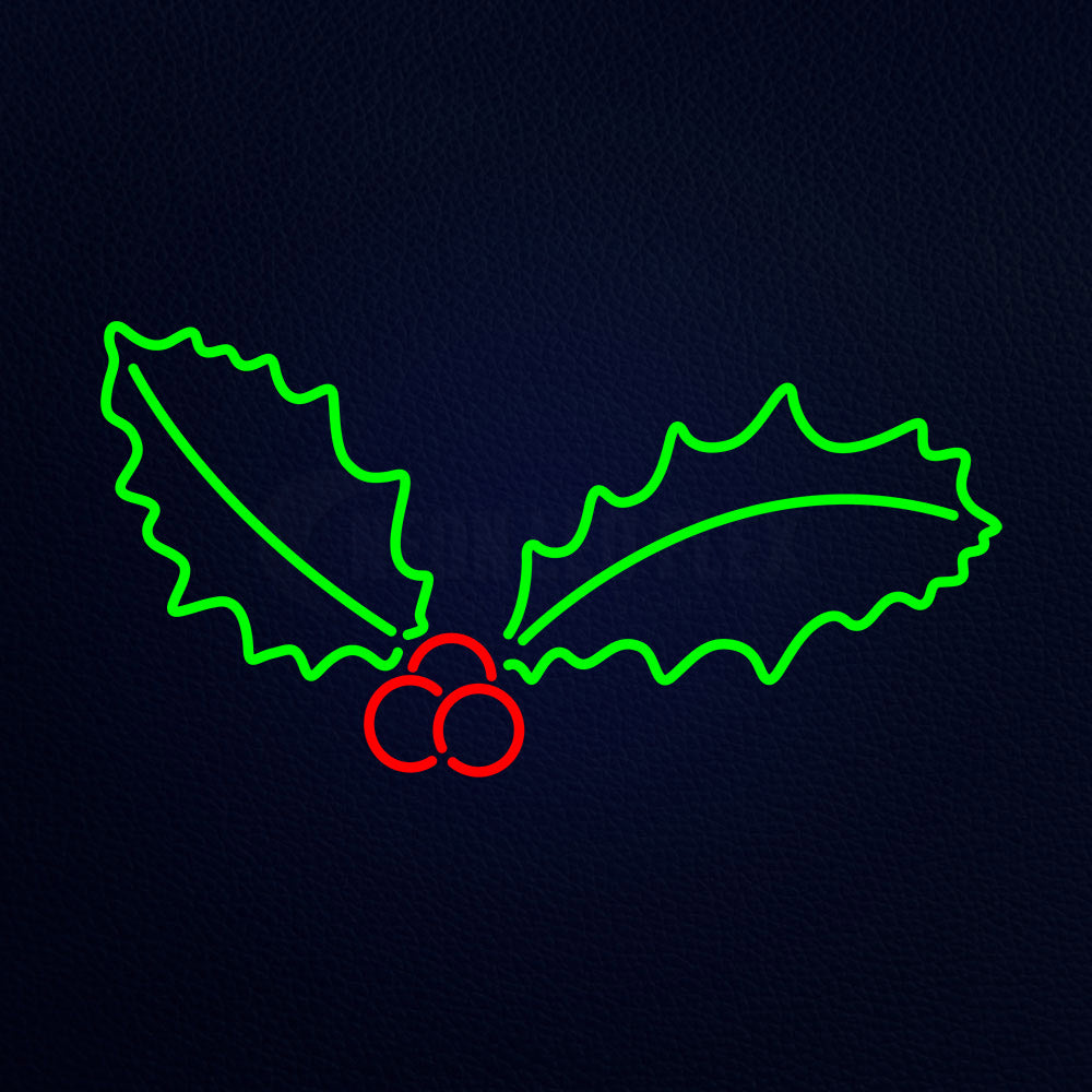 Christmas Holly Green Neon Flex Sign