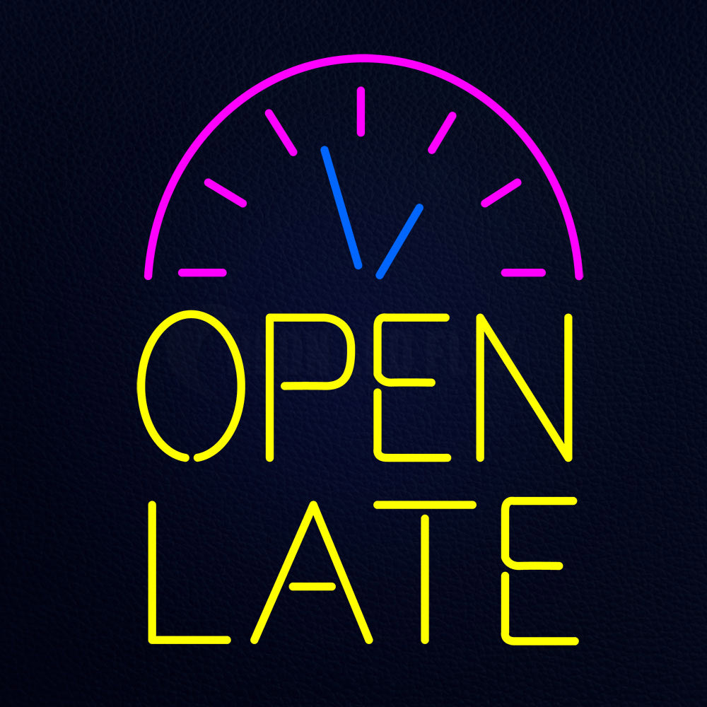 Clock Open Late Neon Flex Sign