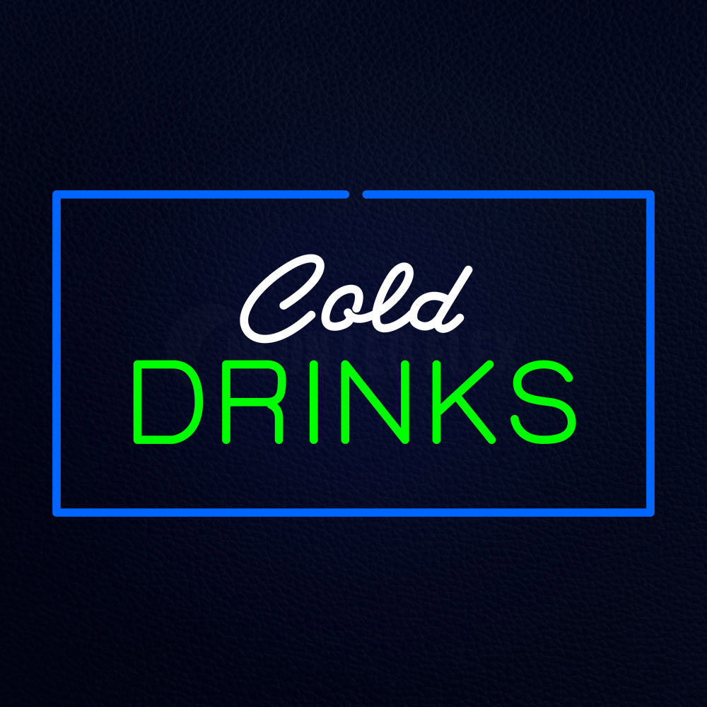 Cold Drinks Rectangle Blue Neon Flex Sign