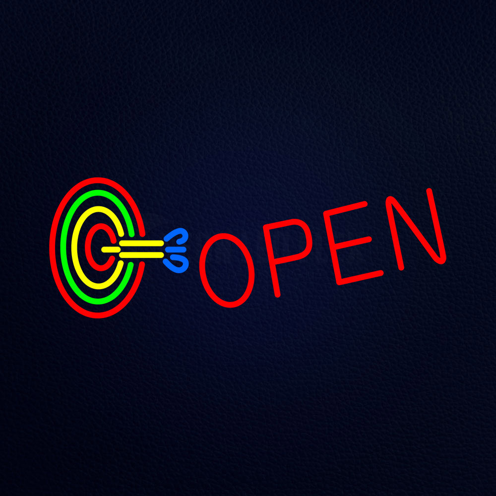 Dart Board Open With Blue Border Neon Flex Sign