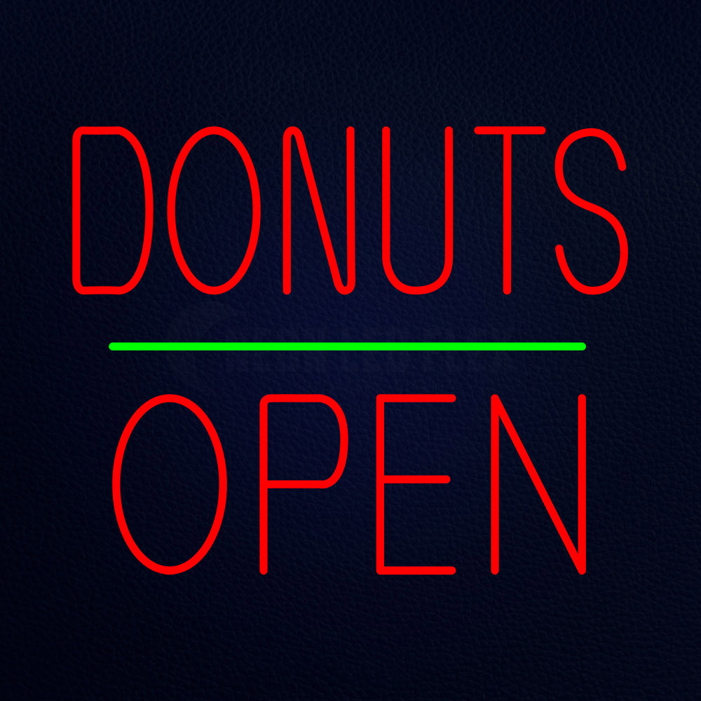 Donuts Logo Open Green Line Neon Flex Sign