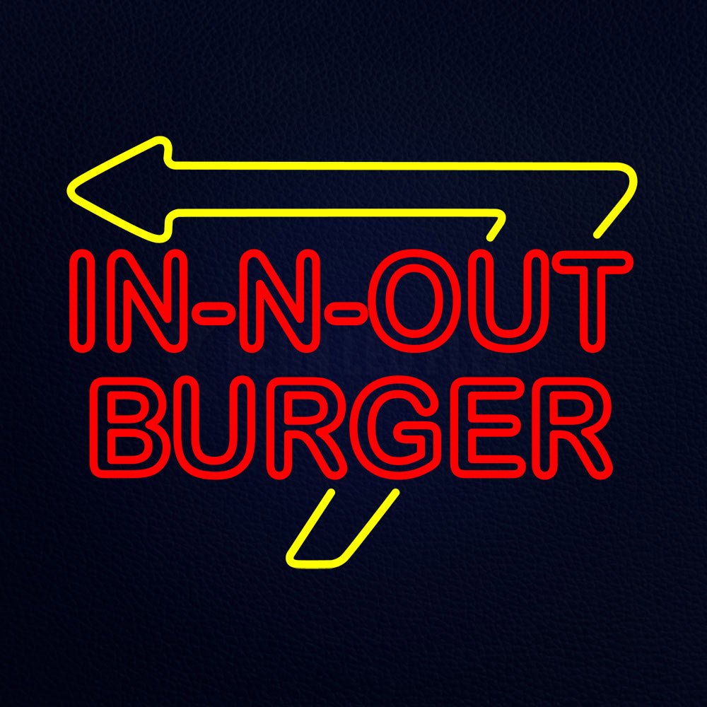 Double Stroke In N Out Burger With Arrow Neon Flex Sign