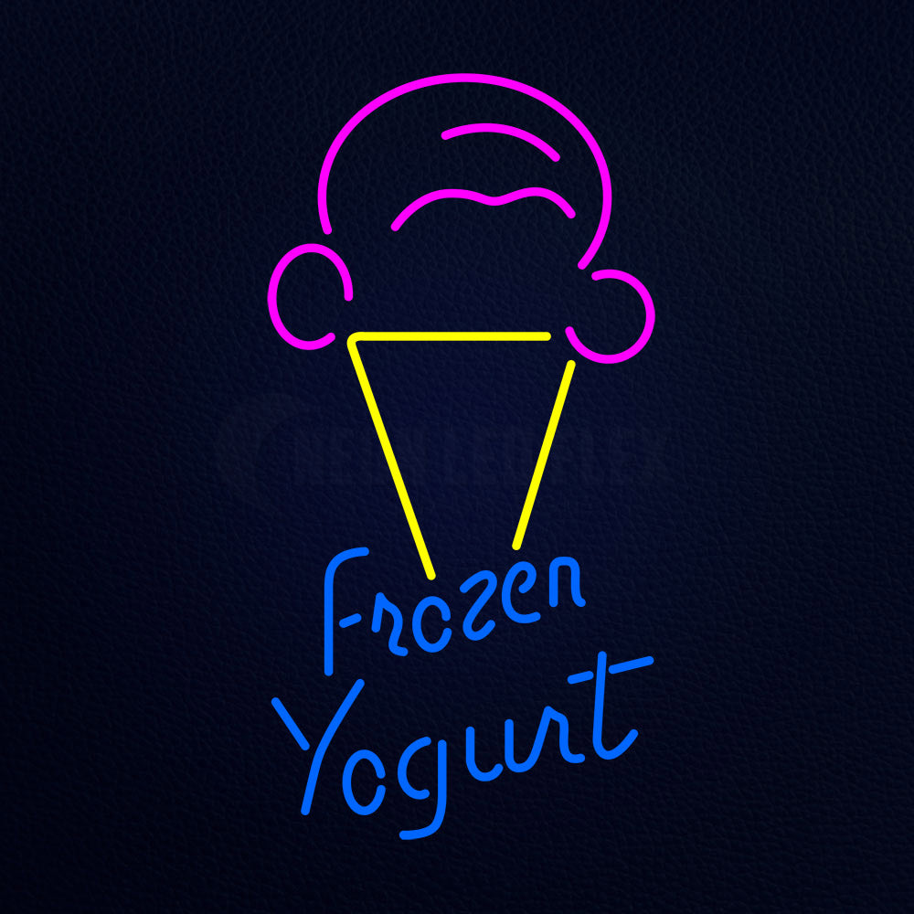 Frozen Yogurt Blue Ltrs With Cone Logo Neon Flex Sign