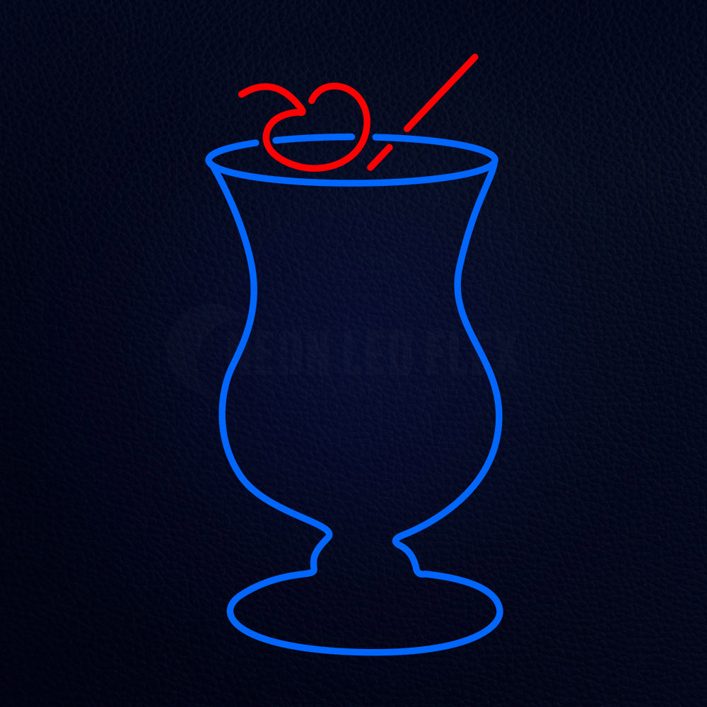 Glass With Straw Cherry Neon Flex Sign