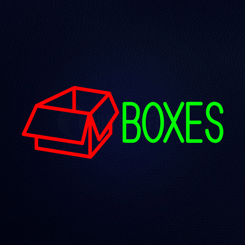 Green Boxes Red Logo Neon Flex Sign