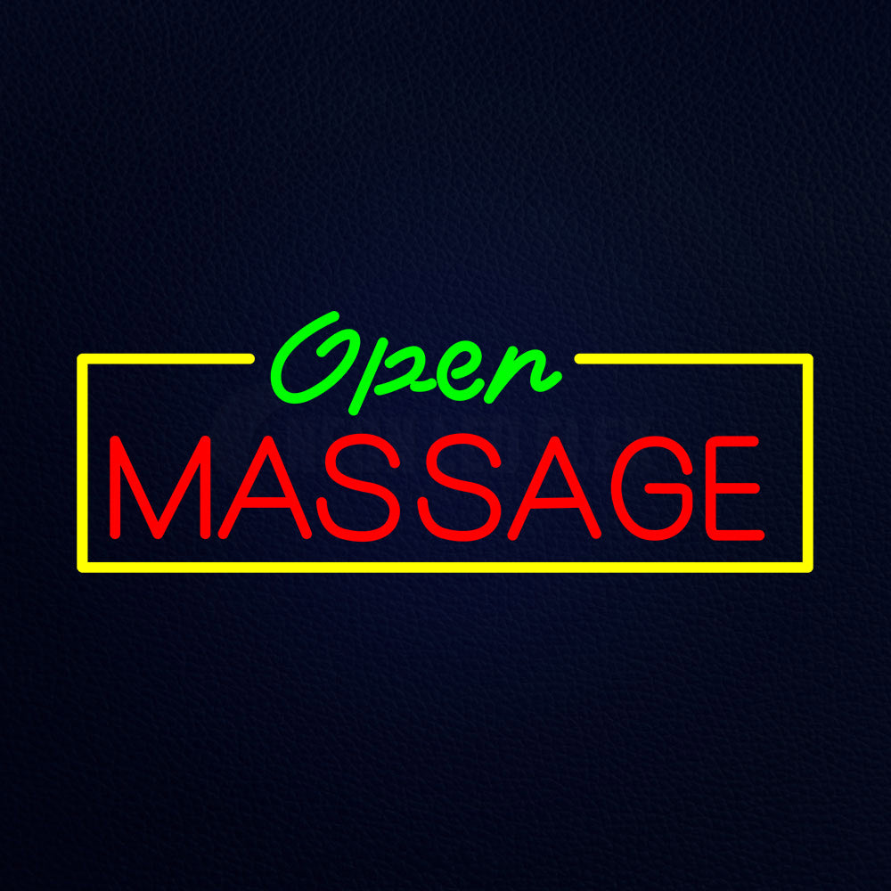 Green Open Red Massage Yellow Border Neon Flex Sign
