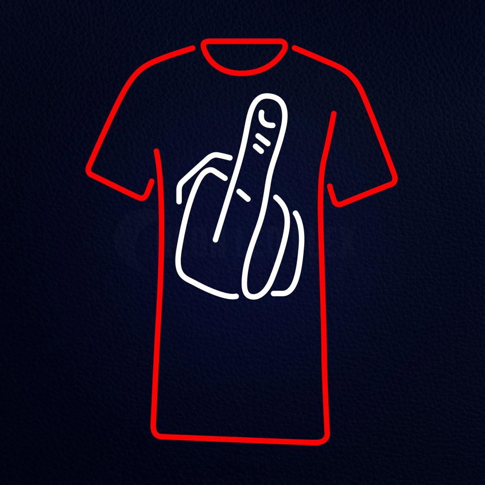 Middle Finger on T Shirt Neon Sign