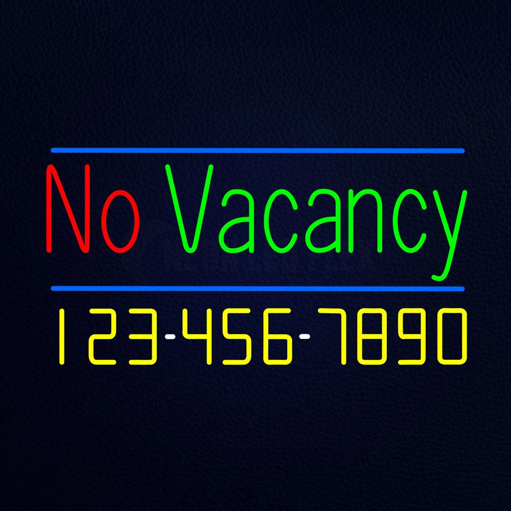 No Vacancy With Phone Number Neon Flex Sign