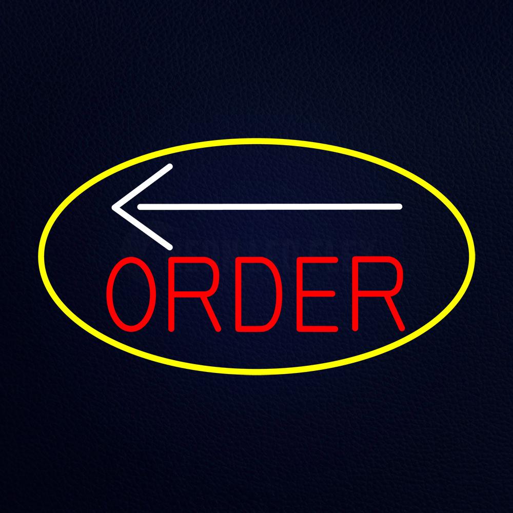 Order With Arrow With Yellow Border Neon Flex Sign