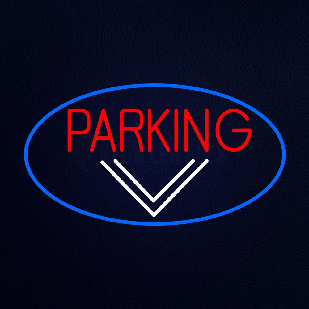Parking and Down Arrow With Blue Border Neon Flex Sign