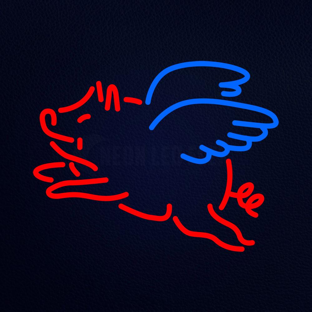 Pigs Can Fly Wings Glass Neon Flex Sign