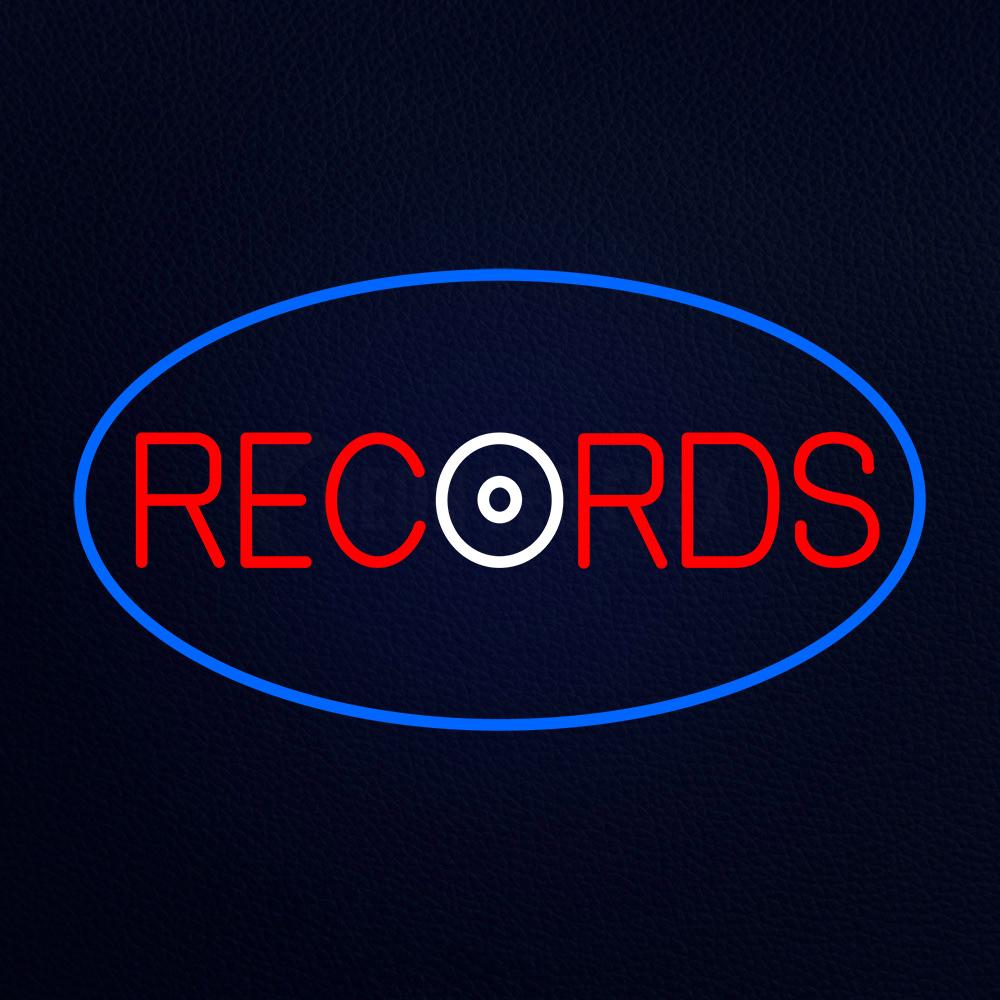 Records Blue Border Neon Flex Sign