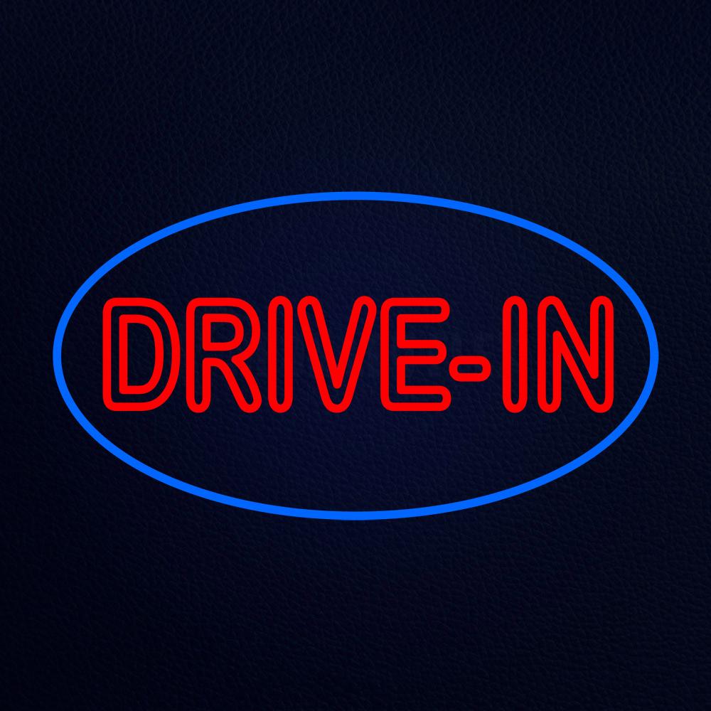 Red Drive in With White Border Neon Flex Sign