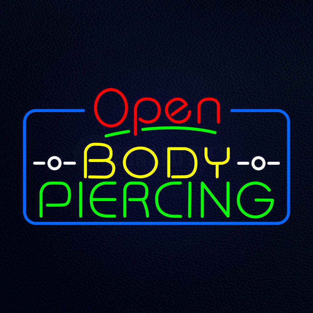 Red Open Body Piercing Neon Flex Sign