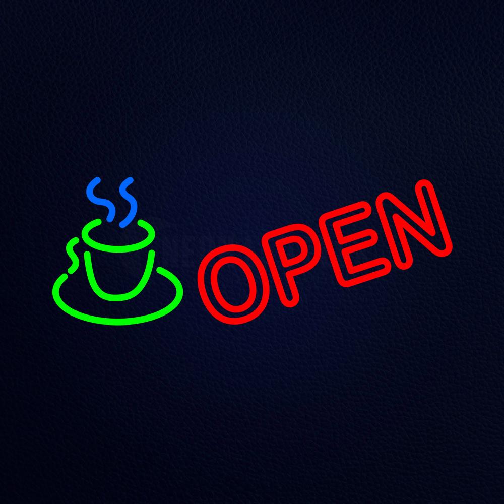 Red Open Coffee Cup Neon Flex Sign