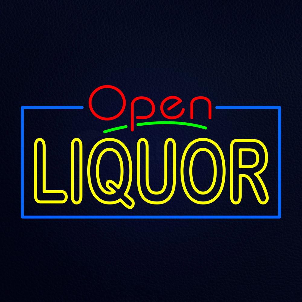 Red Open Double Stroke Liquor Neon Flex Sign