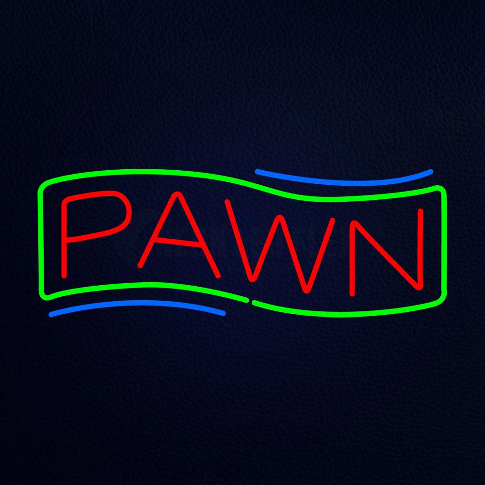 Red Pawn Green Border Neon Flex Sign