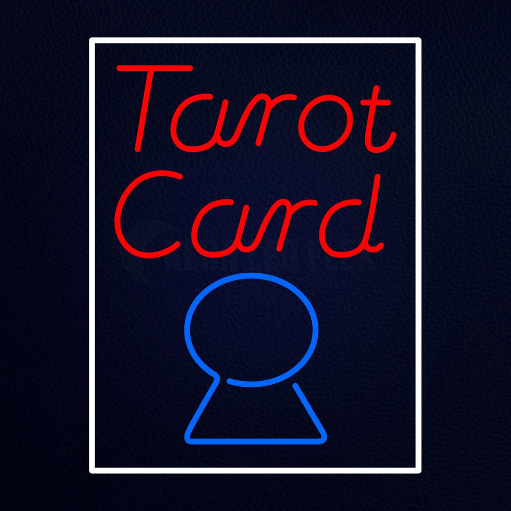 Red Tarot Card Blue Crystal With White Border Neon Flex Sign