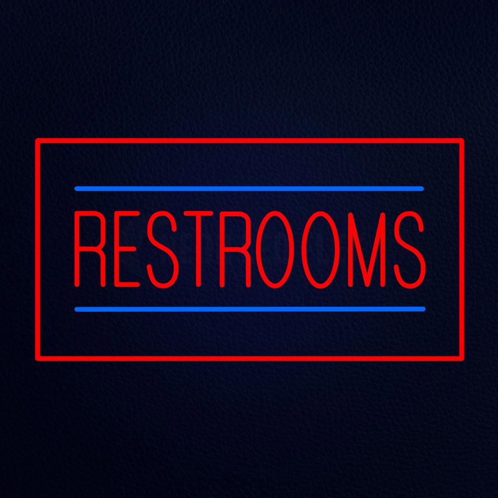Restrooms Rectangle Red Neon Flex Sign