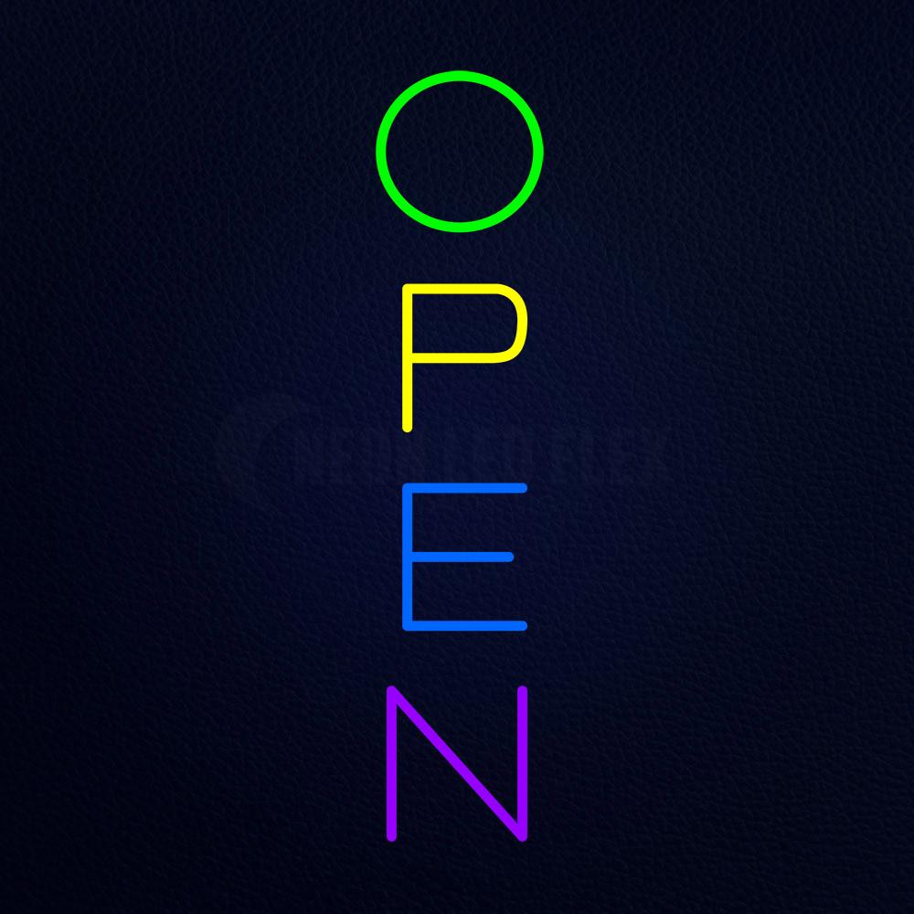 Vertical Multi Color Open Neon Flex Sign