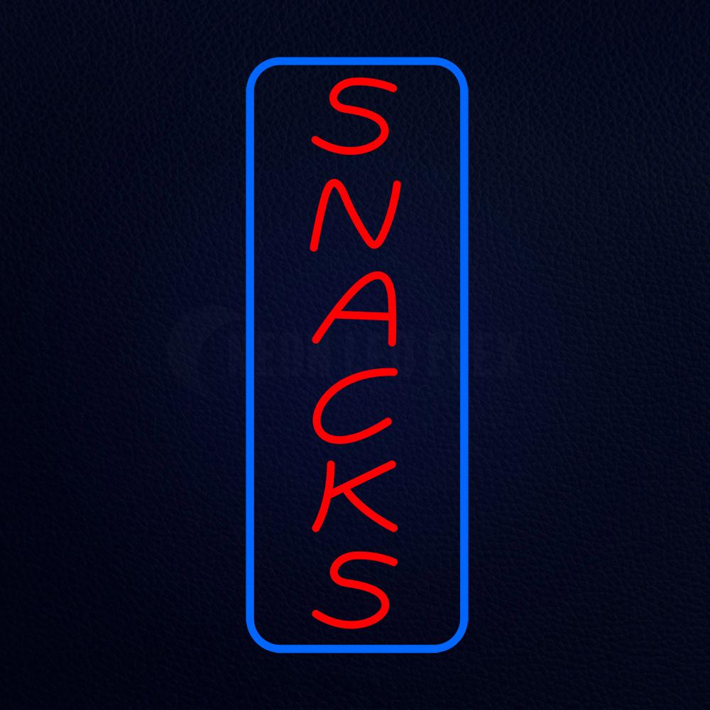 Vertical Red Snacks With Blue Border Neon Flex Sign