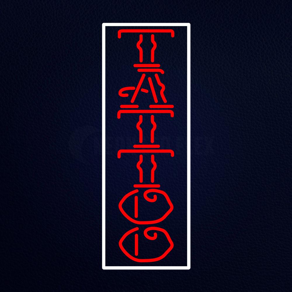 Vertical Red Tattoo White Border Neon Flex Sign