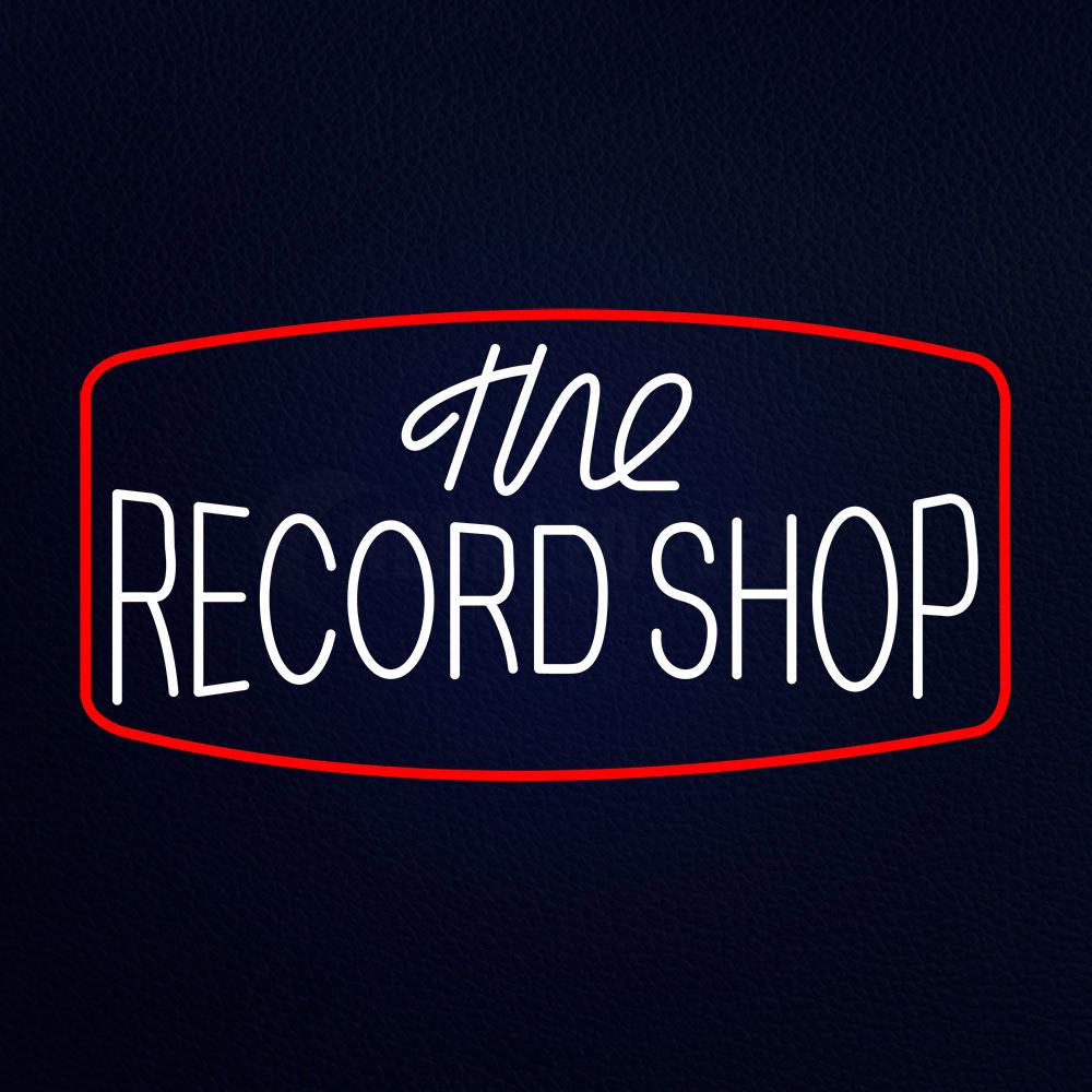 White the Record Shop Block Red Border Neon Flex Sign