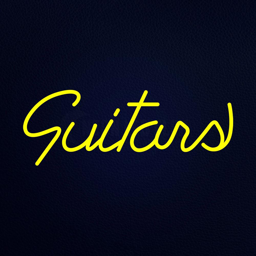 Yellow Guitars Cursive Neon Flex Sign