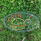 Burger And Drink Open Neon Sign