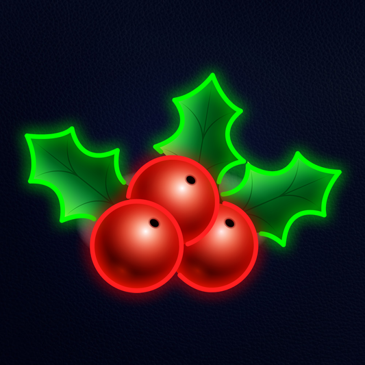 Christmas Holly Berry UV Print Neon Sign