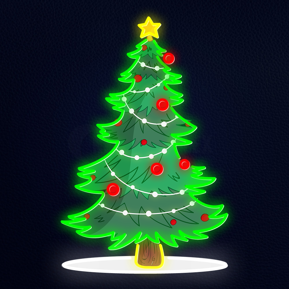 Christmas Tree With UV Print Neon Sign