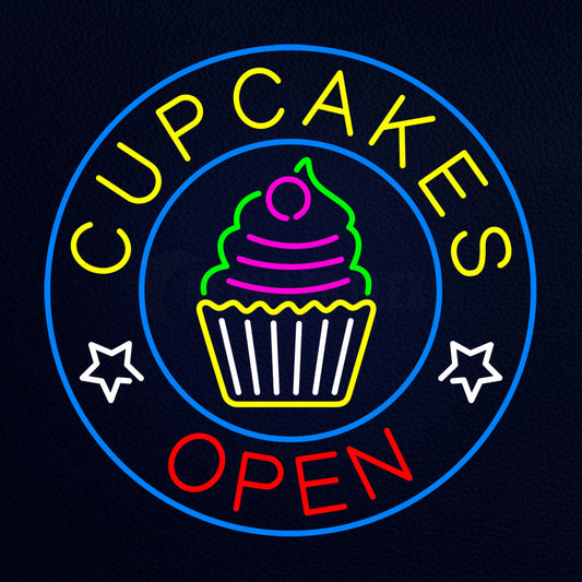 Cupcakes Open LED Neon Sign