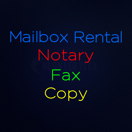 Mailbox Rental Notary Fax Copy Neon Sign