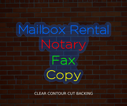 Mailbox Rental Notary Fax Copy Neon Sign