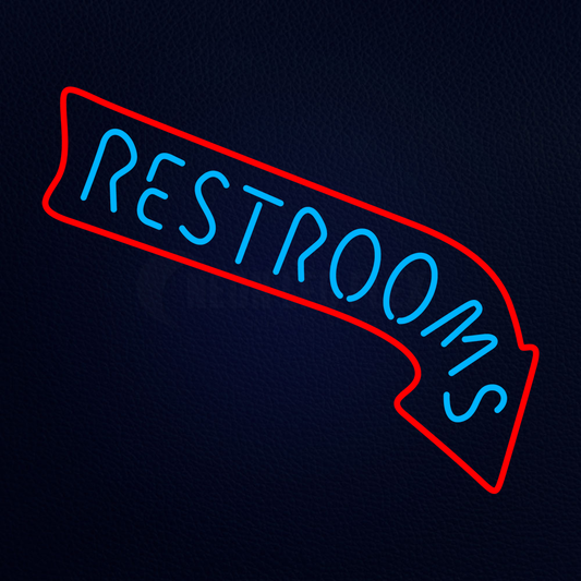 Restroom With Arrow Neon Sign