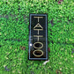 Vertical Yellow Tattoo Blue Border Neon Sign
