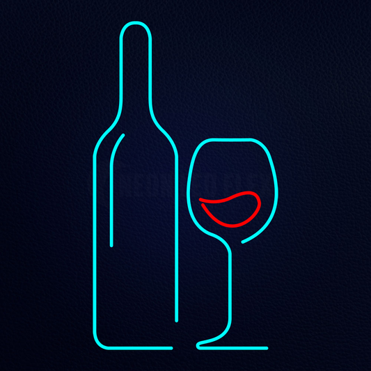 Wine Bottle with Glass Neon Sign