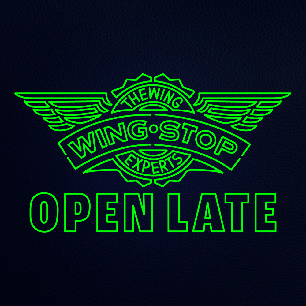 Wing Stop Open Late Big Neon Sign