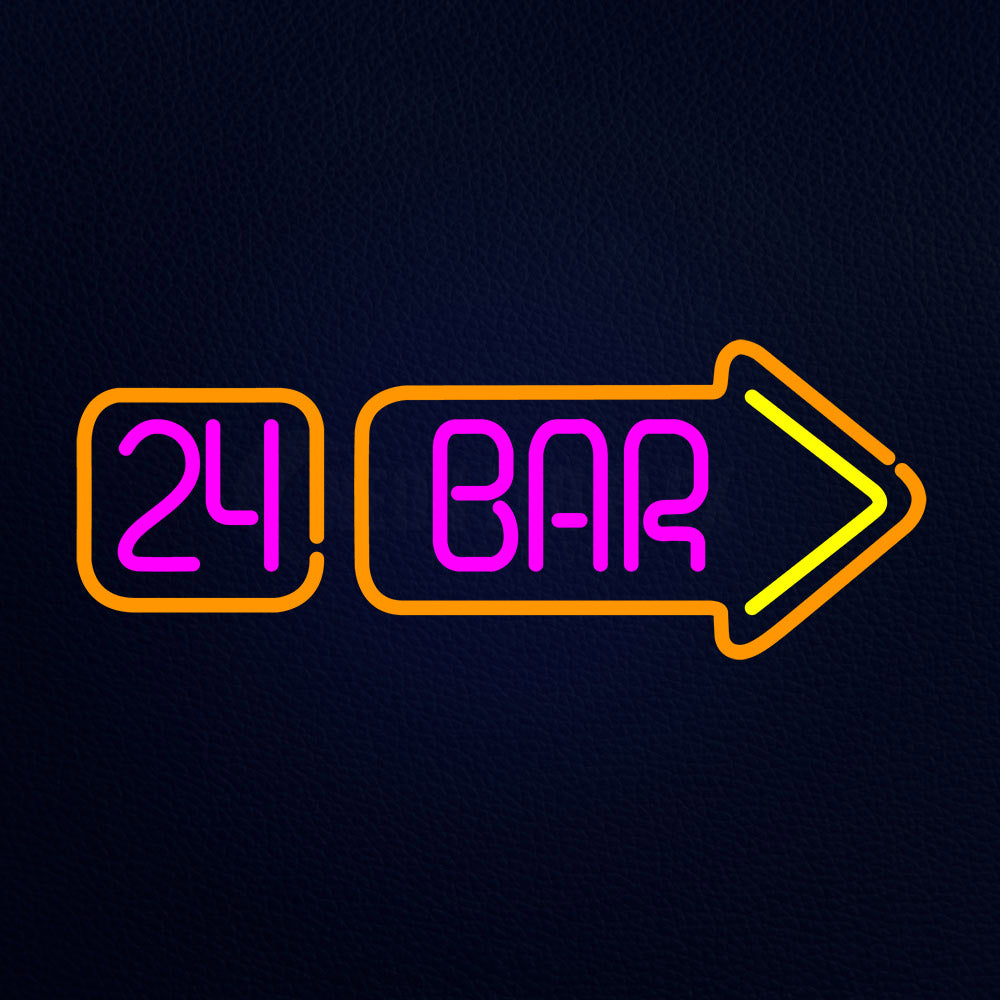 24 Bar With Arrow Neon Flex Sign