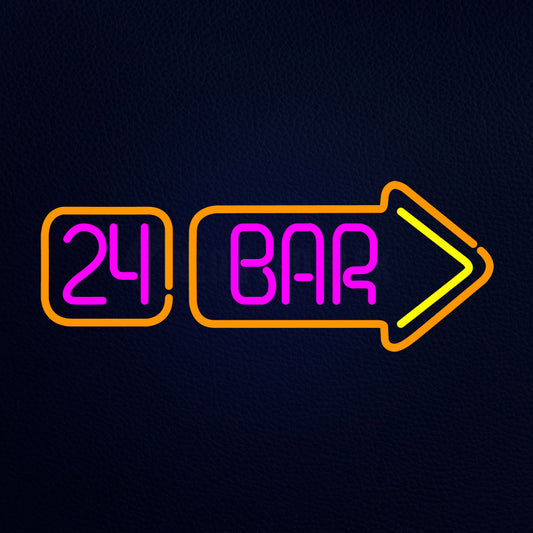 24 Bar With Arrow Neon Flex Sign